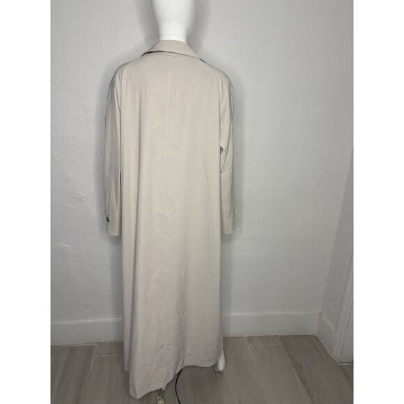 Vintage LL Bean Flannel Lined Button Dress Jacket Khaki Tan Large Trench Women’s - Picture 4 of 4